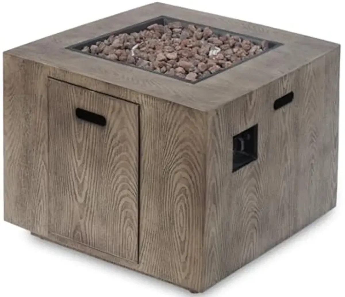 Christopher Knight Home 31" Outdoor Patio Gas Burning Fire Pit - 50, 000 BTU Tank Inside, Square, Iron Wood Pattern,Wood