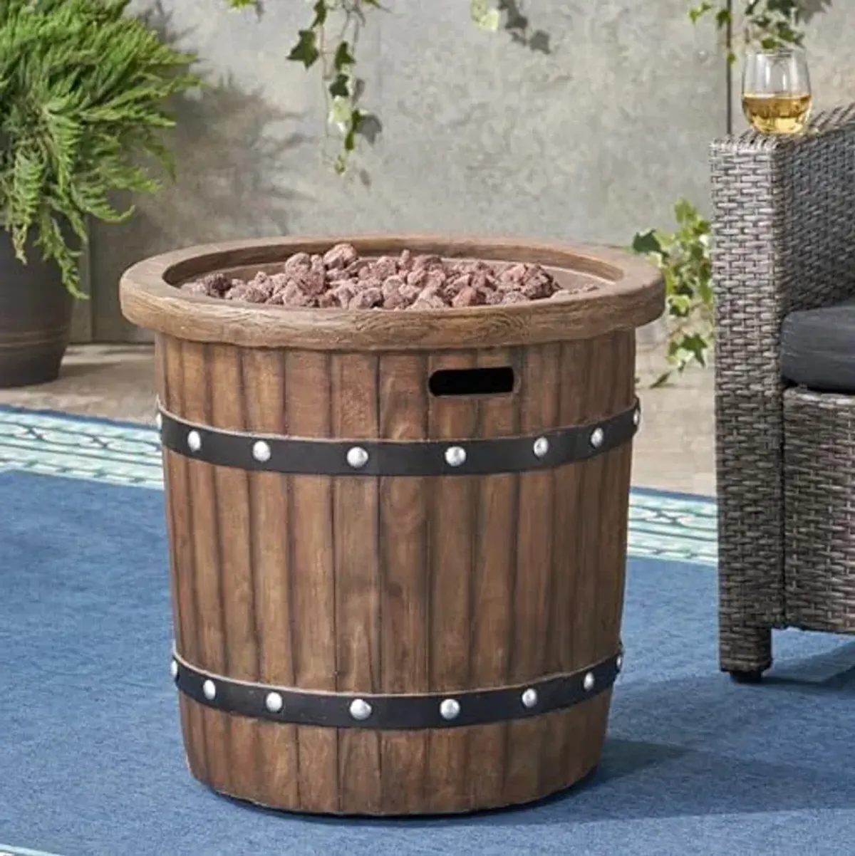 Christopher Knight Home 25" Round MGO Fire Pit - 40,000 BTU for Backyard Comfort,Gray