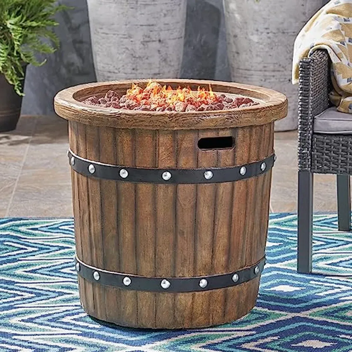 Christopher Knight Home 25" Round MGO Fire Pit - 40,000 BTU for Backyard Comfort,Gray