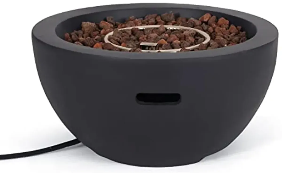 Christopher Knight Home 27 Inch Bowl-Shaped MGO Propane Fire Pit - 40,000 BTU for Intimate Outdoor Evenings, Dark Grey