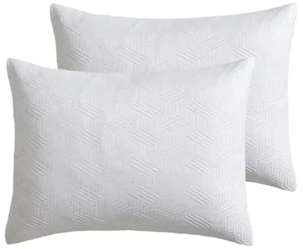 Tahari Home - King Size Comforter, 5-Piece Jacquard Bedding Set with Matching Shams & Decorative Pillows (Blanca Collection, White)