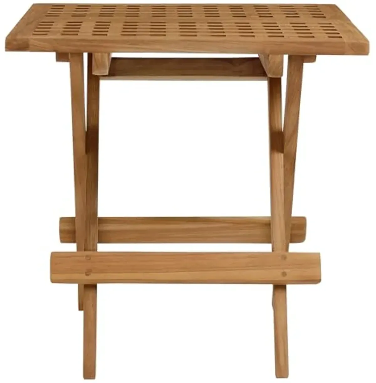 Modway Vienna Outdoor Patio Teak Wood Folding Side Table in Natural – Weather-Resistant 20 Inch Square End Table with Slatted Table Top – Bistro Table – Breakfast Table – Deck Side Table for Backyard