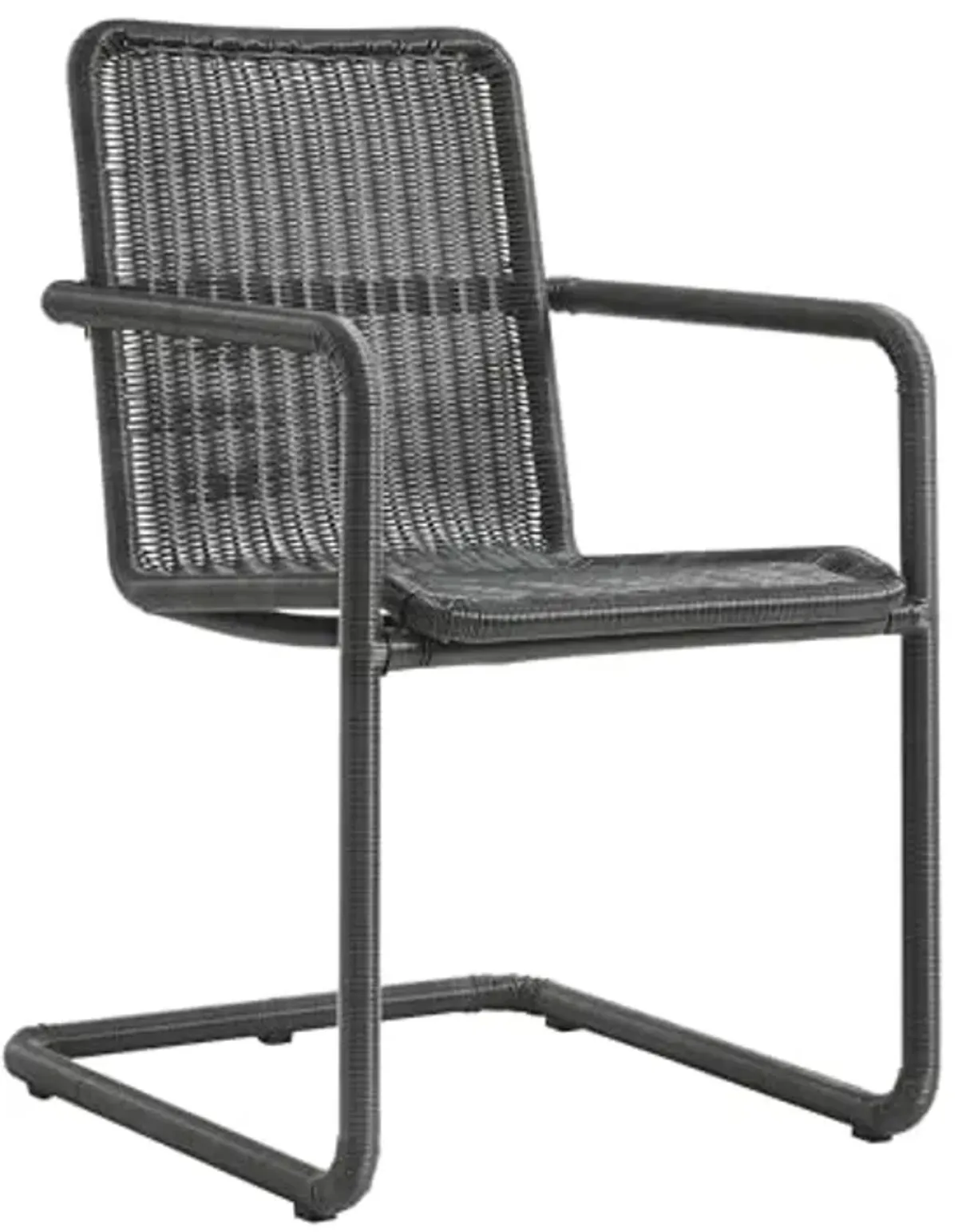 Modway Abacus Outdoor Wicker Dining Chairs Set of 2 in Slate-Wicker Patio Chairs w/Cantilever Steel Frame - All-Weather Modern Mid Century Accent Chairs - Outdoor Rattan Chairs w/Armrest