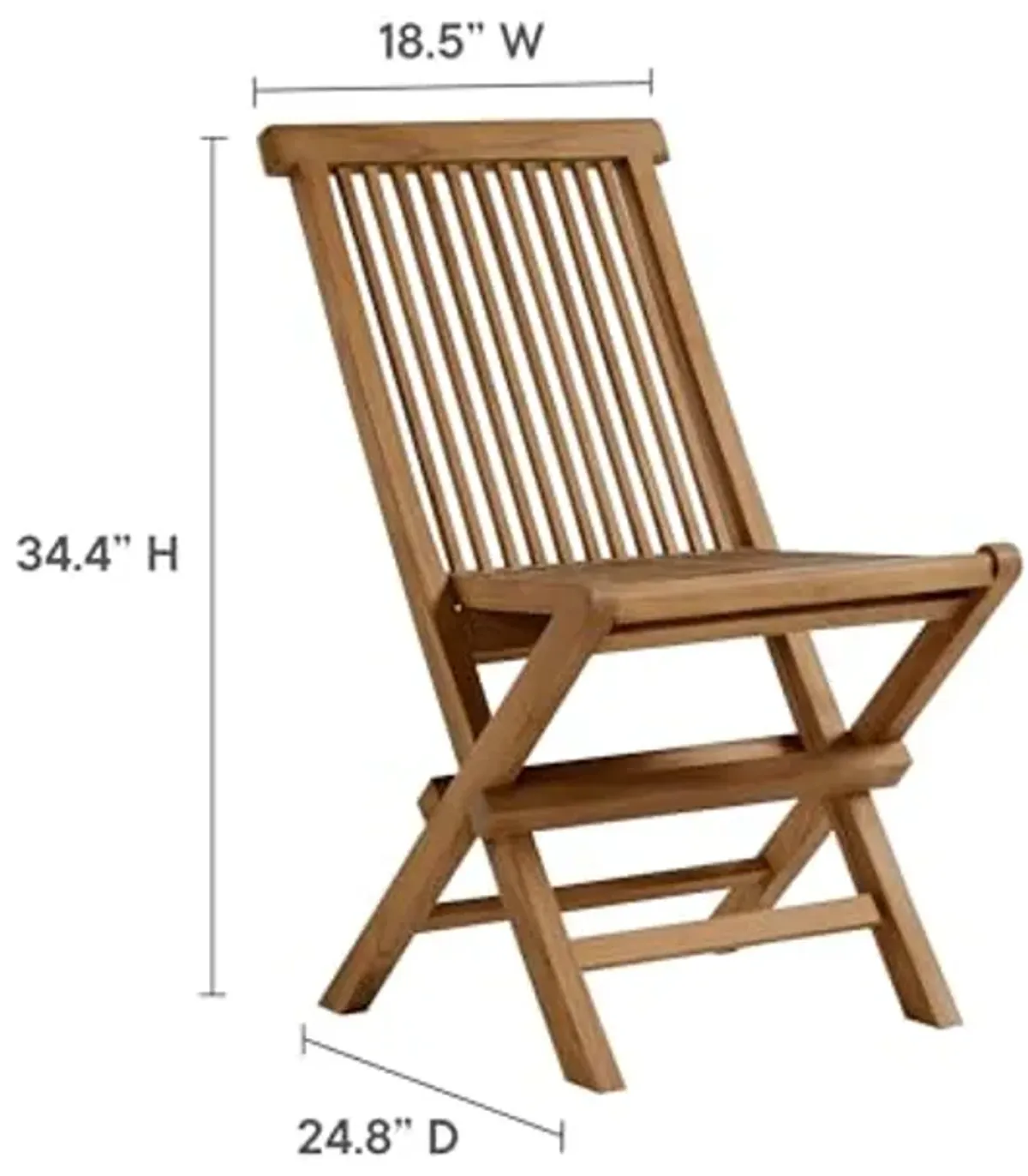 Modway Vienna Outdoor Patio Teak Wood Folding Chairs Set of 4 in Natural – Weather-Resistant Armless Patio Dining Chairs – Foldable Deck Chairs for Backyard, Garden, Porch