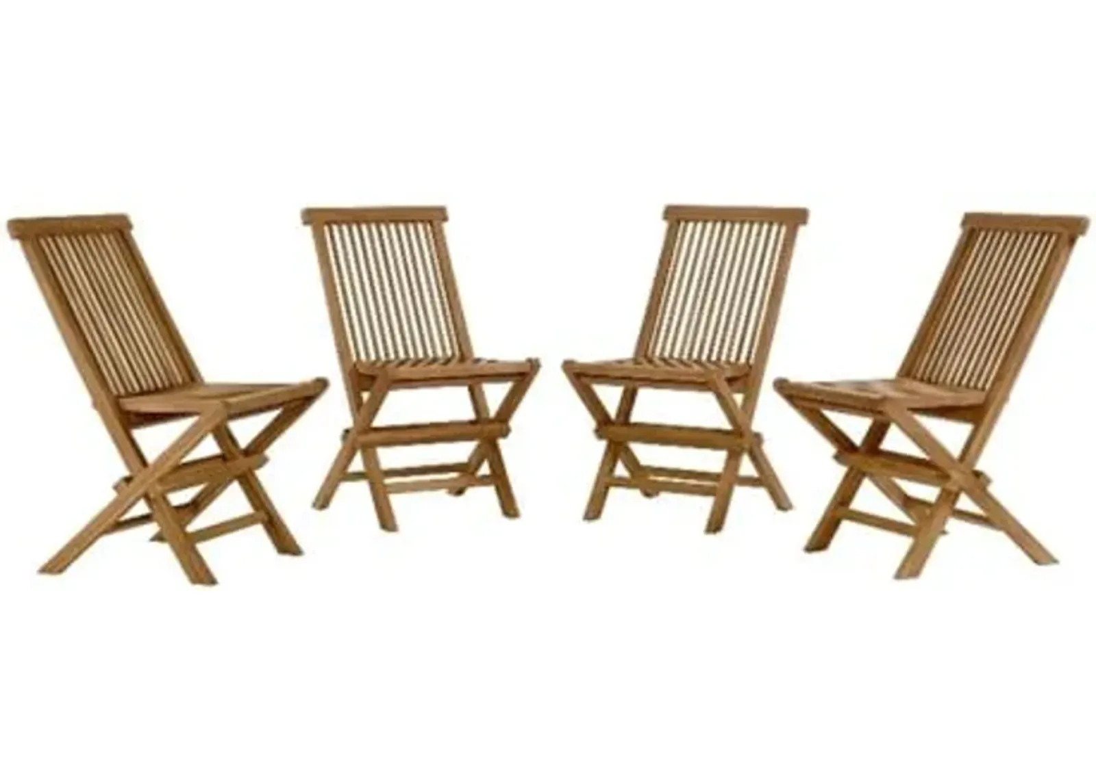 Modway Vienna Outdoor Patio Teak Wood Folding Chairs Set of 4 in Natural – Weather-Resistant Armless Patio Dining Chairs – Foldable Deck Chairs for Backyard, Garden, Porch