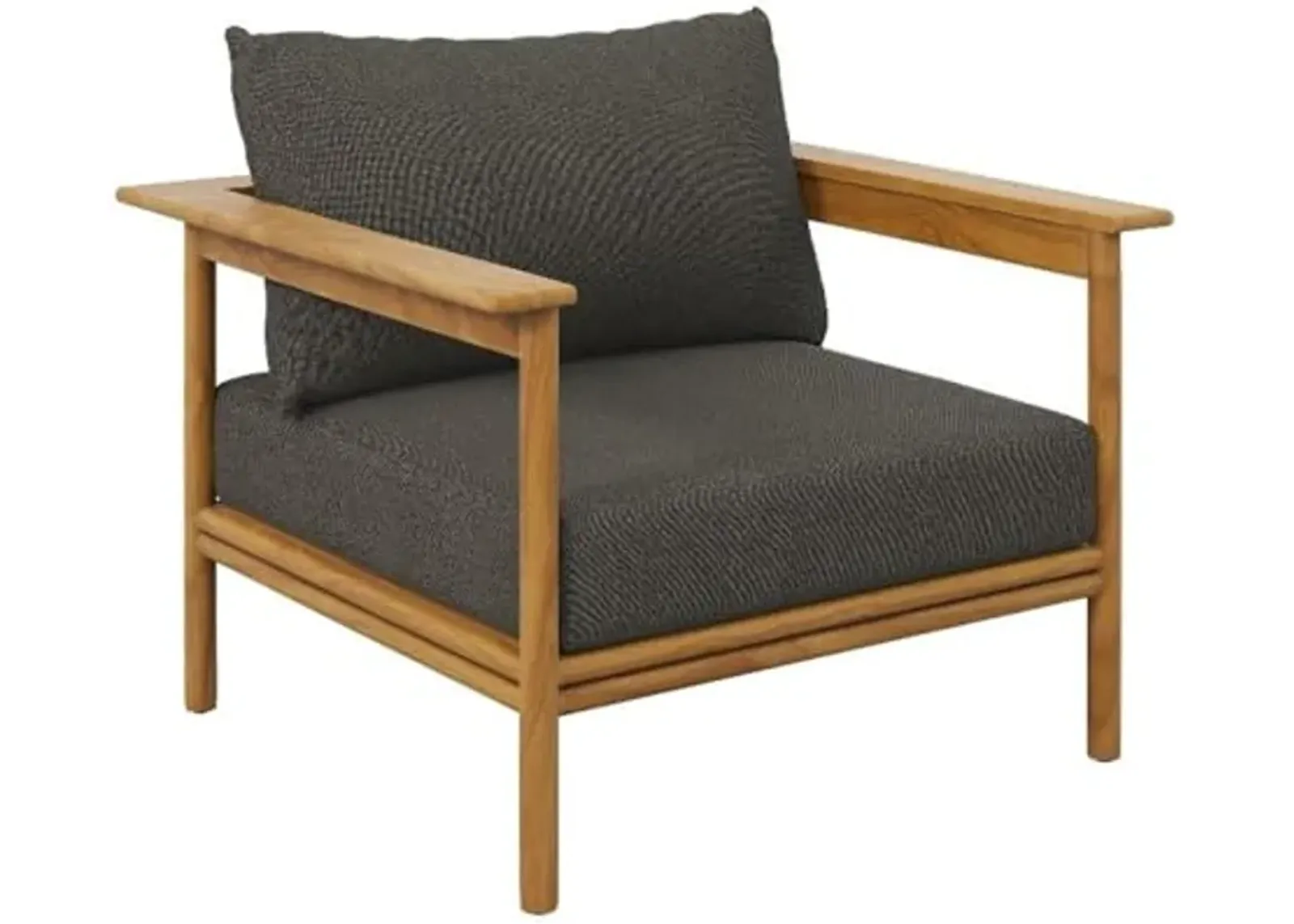 Modway Wren Teak Wood Outdoor Armchair in Natural Flint Gray