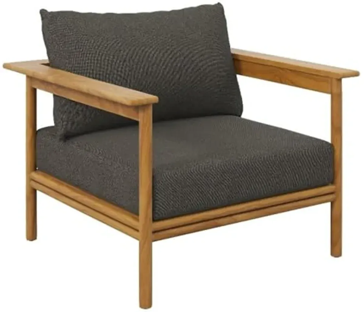 Modway Wren Teak Wood Outdoor Armchair in Natural Flint Gray