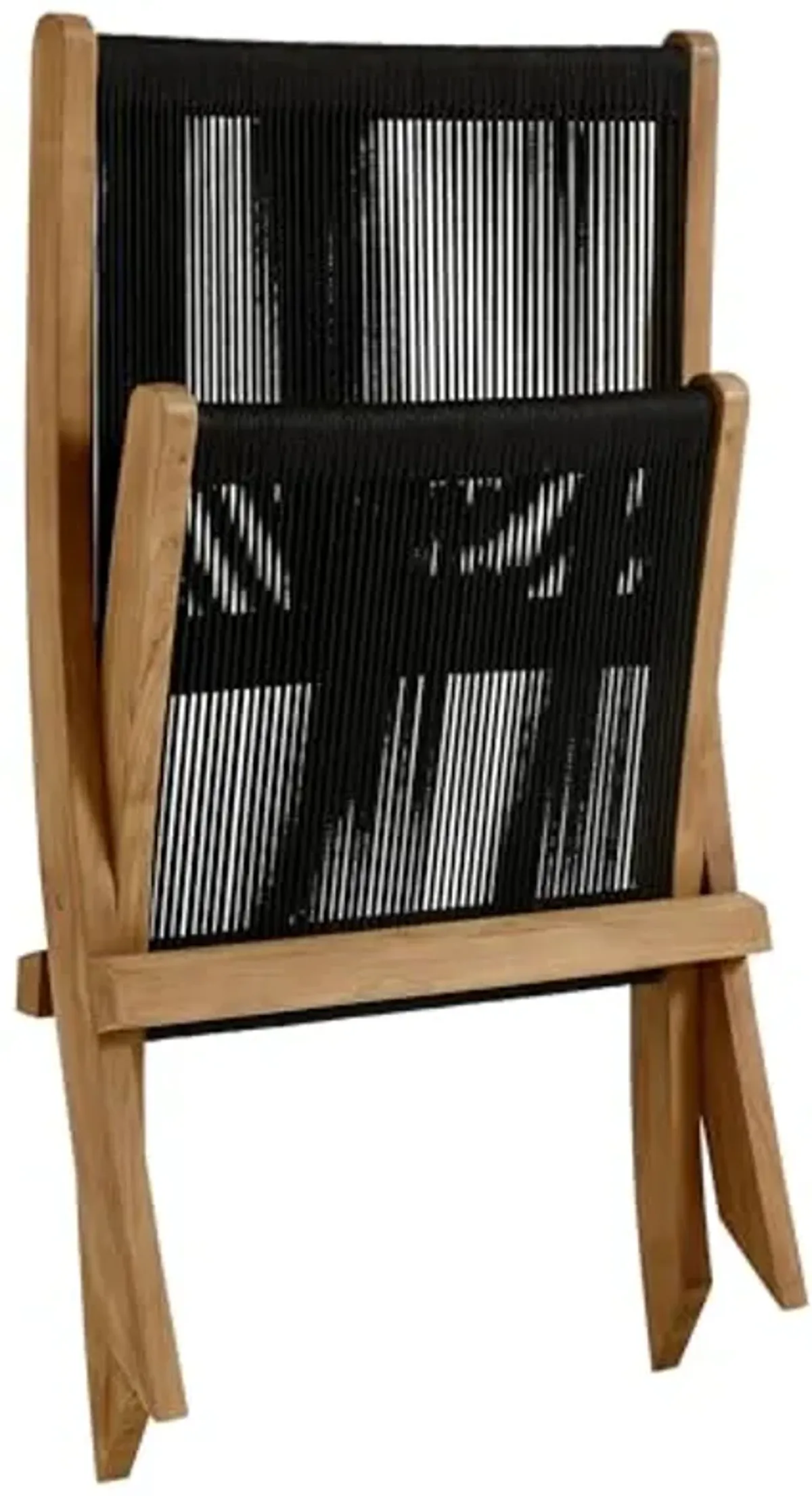 Modway Vienna Outdoor Patio Teak Wood Folding Lounge Chair in Natural Black