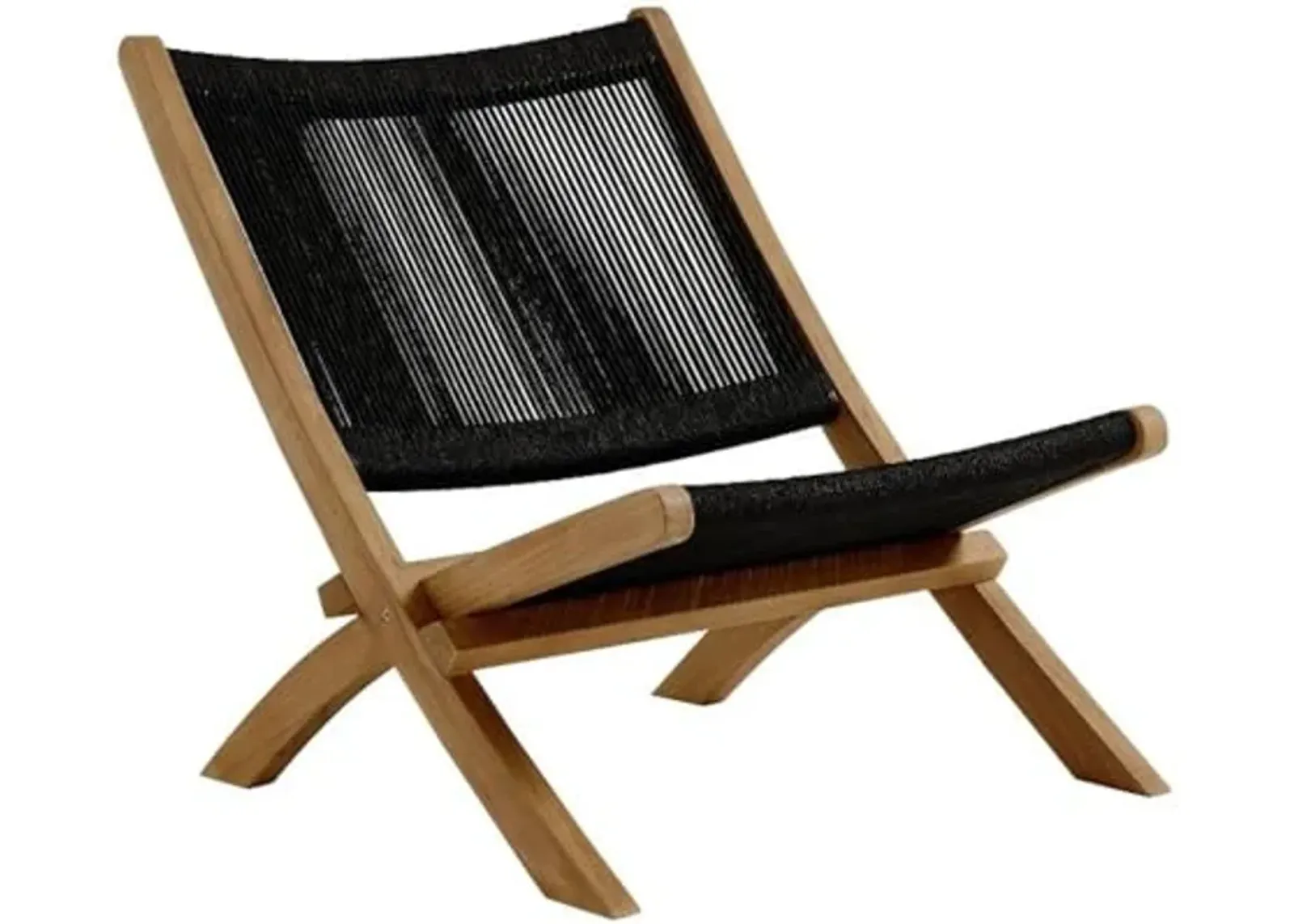 Modway Vienna Outdoor Patio Teak Wood Folding Lounge Chair in Natural Black