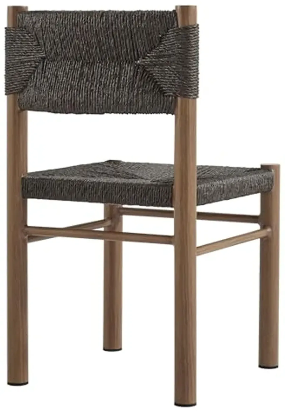 Modway Parkland Outdoor Wicker Dining Chairs Set of 2 in Walnut — Armless Rattan Patio Chairs with Aluminum Frame — All-Weather Outdoor Accent Side Chairs for Backyard, Porch, or Balcony