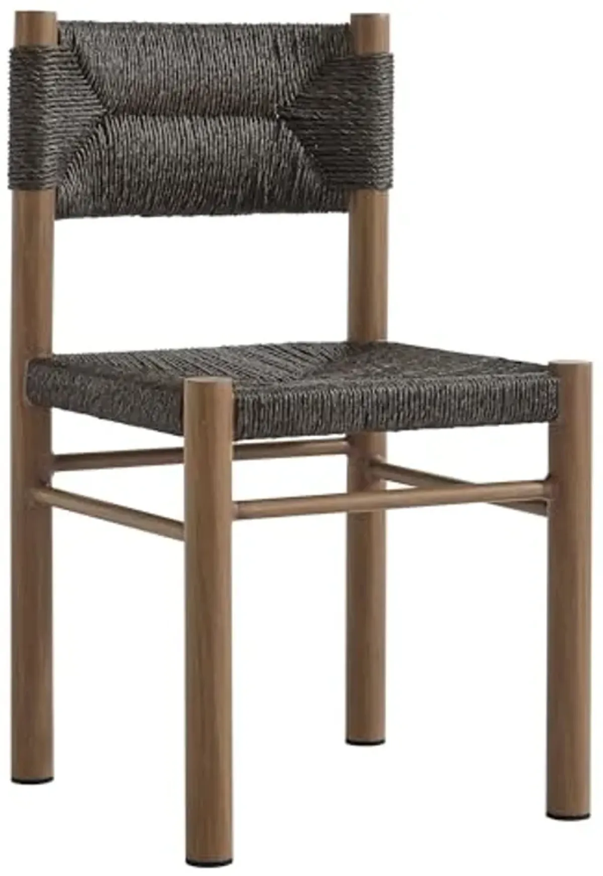 Modway Parkland Outdoor Wicker Dining Chairs Set of 2 in Walnut — Armless Rattan Patio Chairs with Aluminum Frame — All-Weather Outdoor Accent Side Chairs for Backyard, Porch, or Balcony