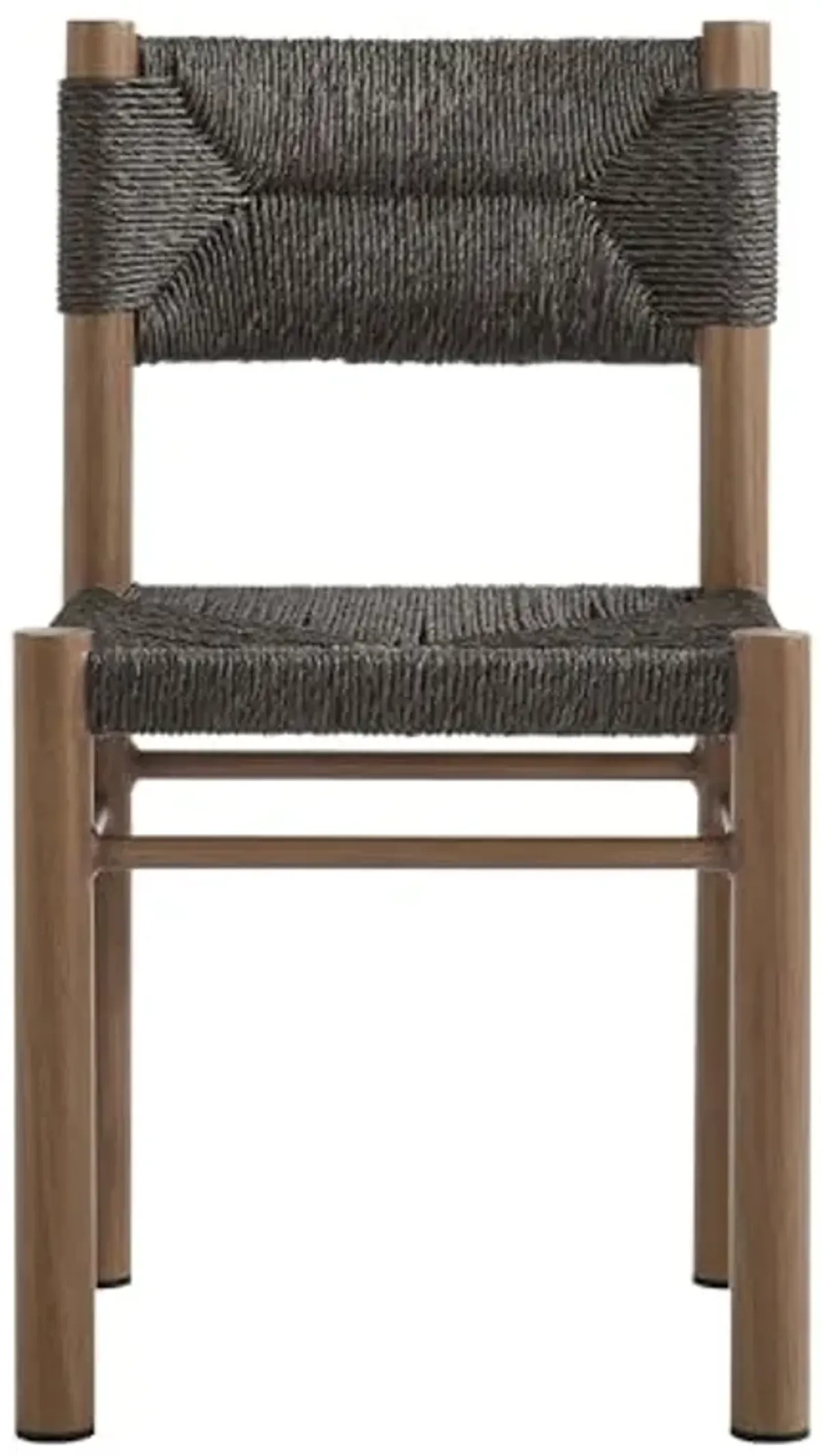 Modway Parkland Outdoor Wicker Dining Chairs Set of 2 in Walnut — Armless Rattan Patio Chairs with Aluminum Frame — All-Weather Outdoor Accent Side Chairs for Backyard, Porch, or Balcony