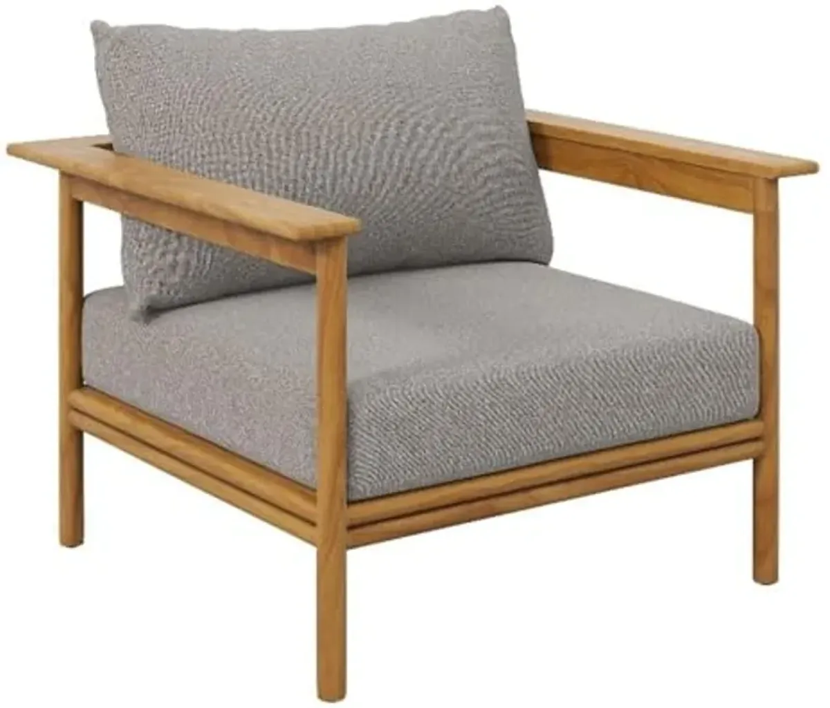 Modway Wren Teak Wood Outdoor Armchair in Natural Driftwood