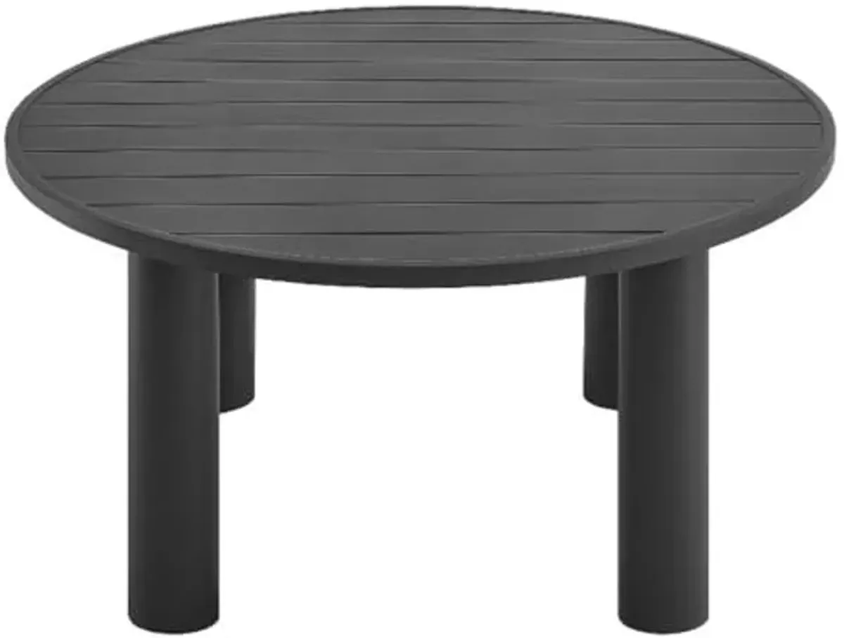 Modway Nautica 60 Inch Round Metal Outdoor Patio Dining Table in Graphite – Weather-Resistant Outdoor Dining Table for Patio, Balcony, and Garden – Modern Outdoor Dining Table for 4 People