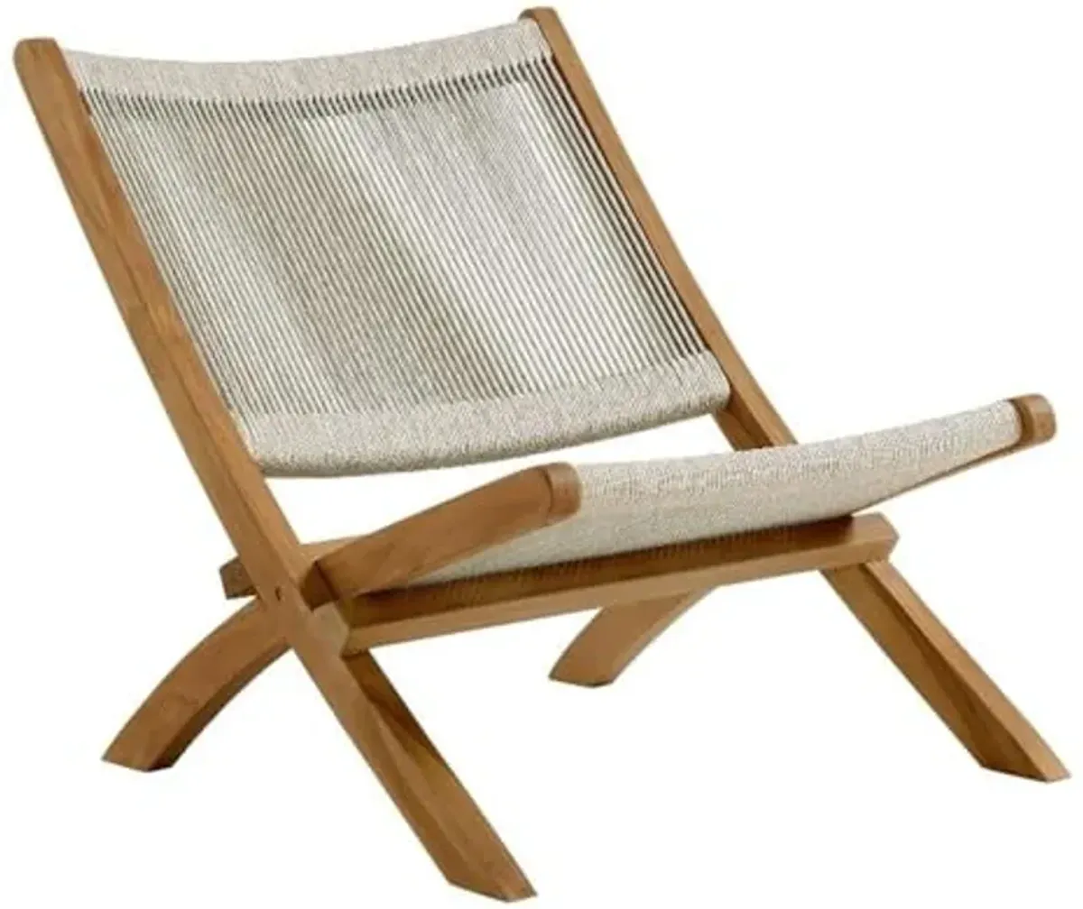 Modway Vienna Outdoor Patio Teak Wood Folding Lounge Chair in Natural Natural