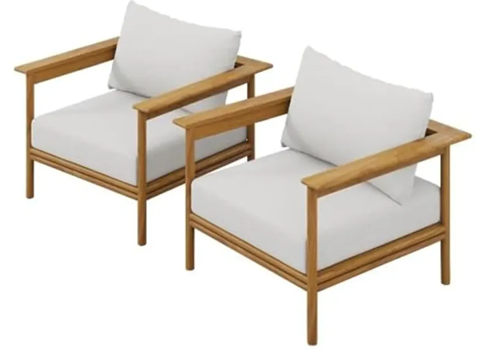 Modway Wren Teak Wood Outdoor Patio Armchair Set of 2 in Natural Sail