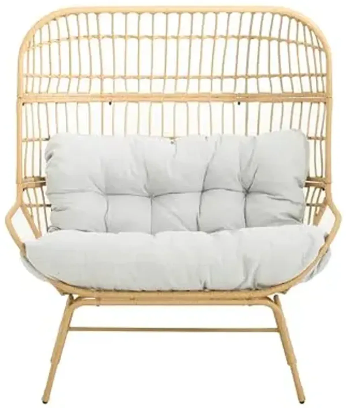 Christopher Knight Home Palos Outdoor Wicker and Iron Frame Loveseat, Patio 2-Seater Sofa with Water Repellent Cushion, Patio Loveseat for 2 Persons