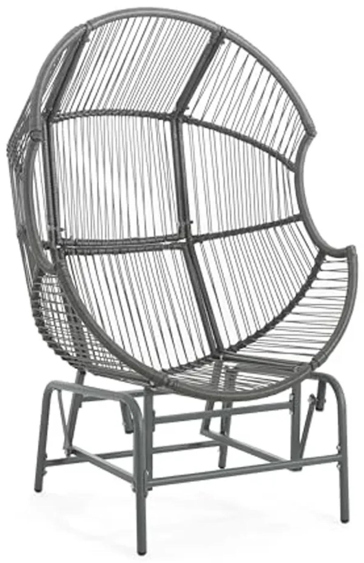 Christopher Knight Home Paolos Outdoor Wicker and Iron Gliding Chair with Water Repellent Cushion, Patio PE Rattan and Iron Frame Rocking Chair, Recliner, Dark Gray