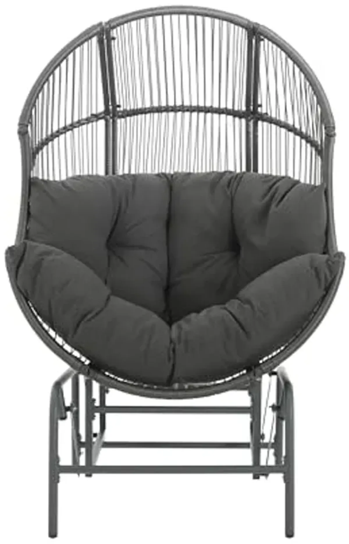 Christopher Knight Home Paolos Outdoor Wicker and Iron Gliding Chair with Water Repellent Cushion, Patio PE Rattan and Iron Frame Rocking Chair, Recliner, Dark Gray