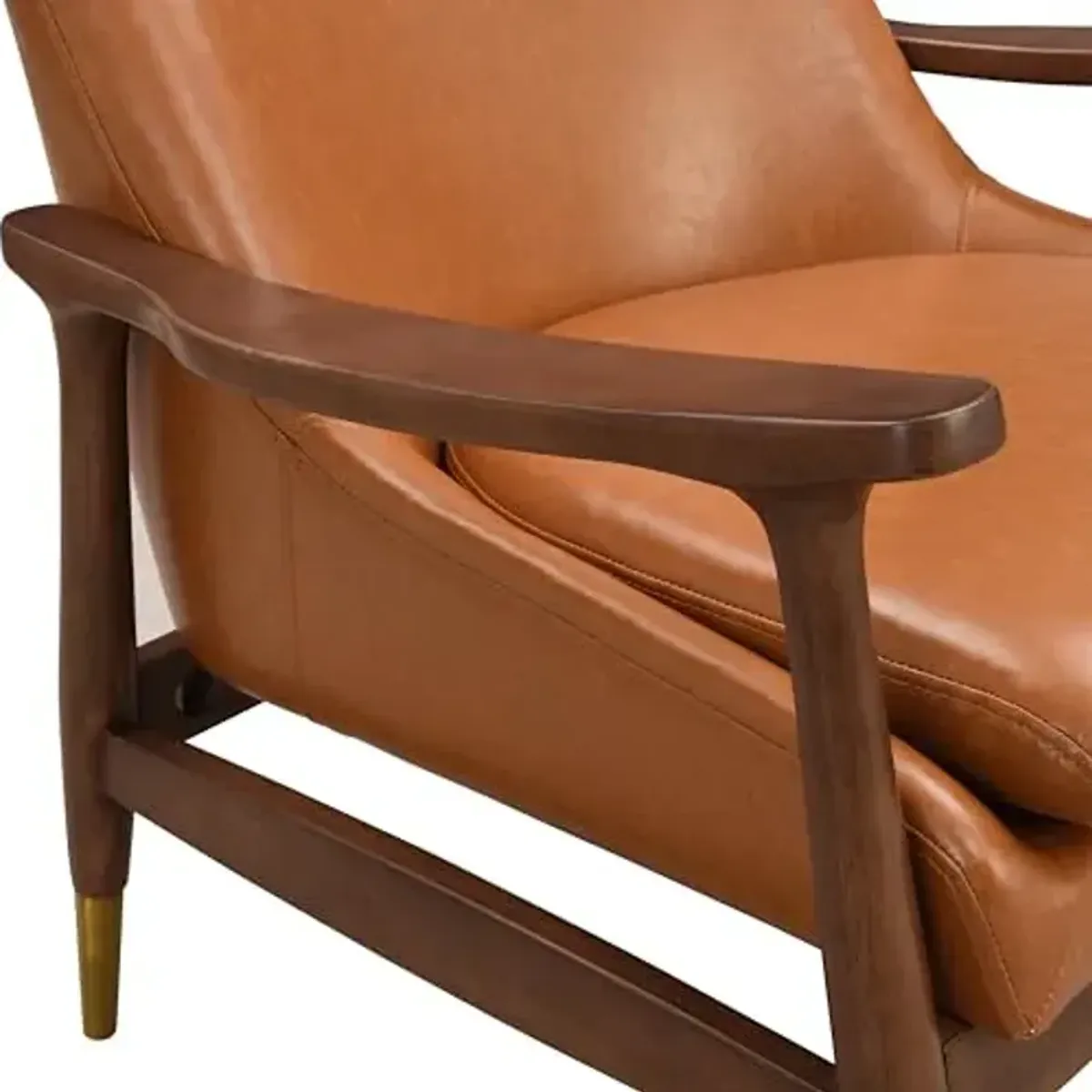 Christopher Knight Home Faux Leather Lounge Chair, Living Room Accent Chair, Cozy Lounge Chair, Reading Chair with Solid Wood Frame, Brown