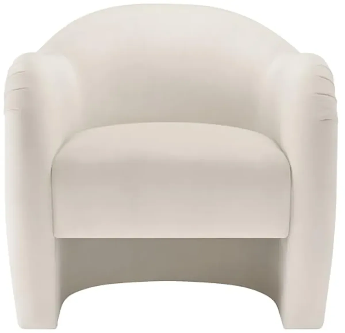 Modway Compose Barrel Chair with Performance Velvet Fabric in Alabaster – Upholstered Accent Armchair with Curved Backrest – Cozy Lounge Chair for Reading – Round Comfy Single Sofa Club Chair