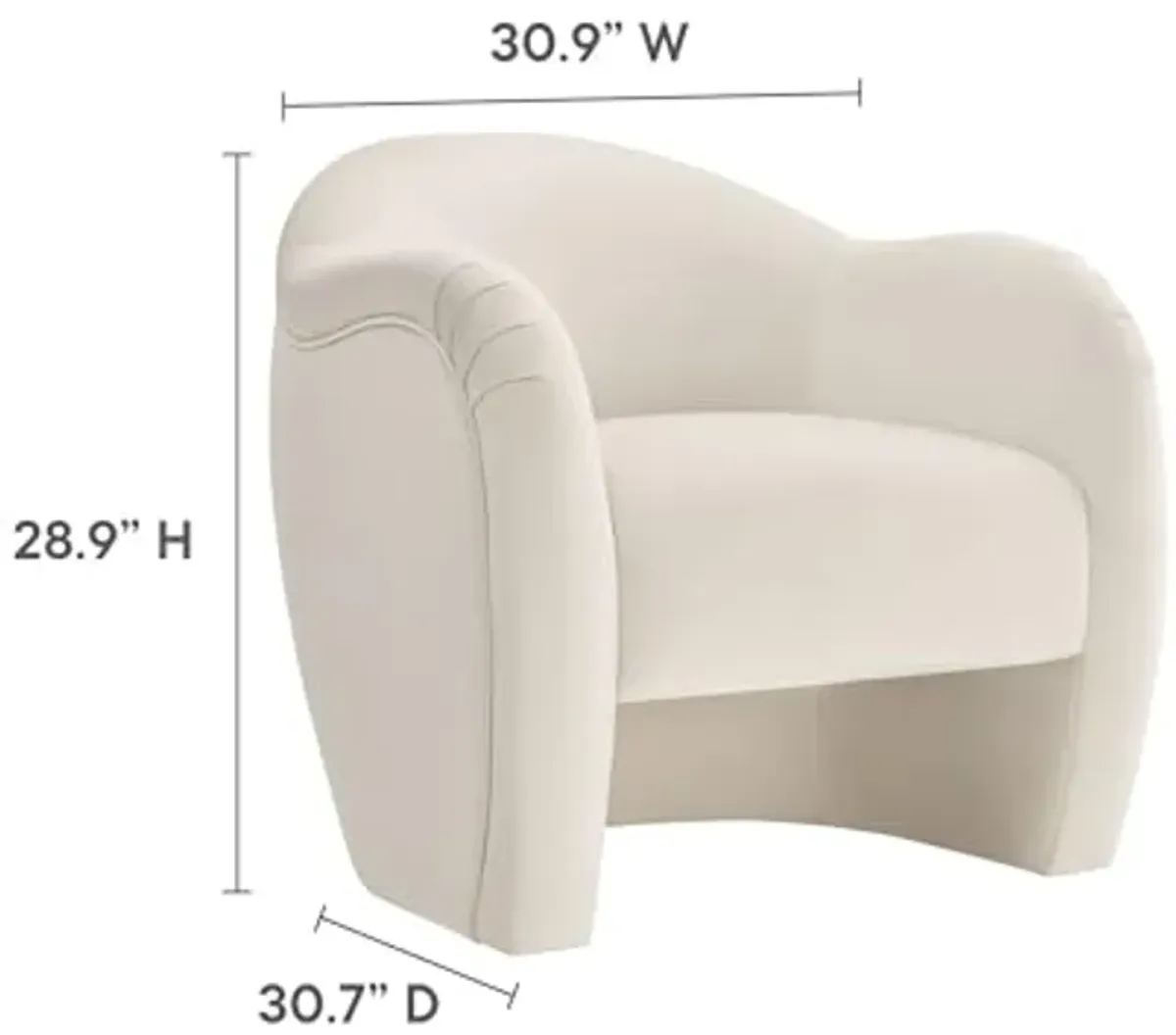 Modway Compose Barrel Chair with Performance Velvet Fabric in Alabaster – Upholstered Accent Armchair with Curved Backrest – Cozy Lounge Chair for Reading – Round Comfy Single Sofa Club Chair