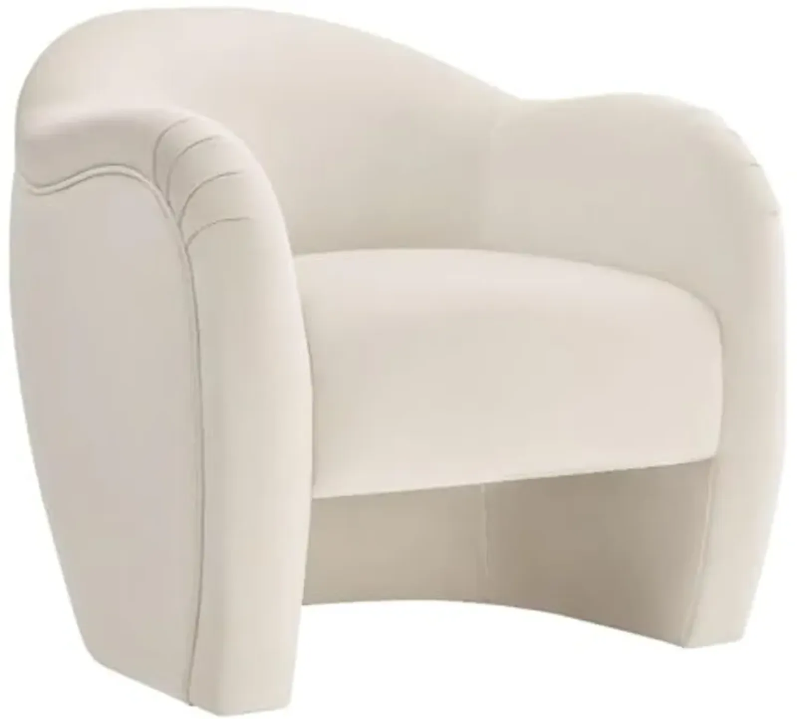 Modway Compose Barrel Chair with Performance Velvet Fabric in Alabaster – Upholstered Accent Armchair with Curved Backrest – Cozy Lounge Chair for Reading – Round Comfy Single Sofa Club Chair