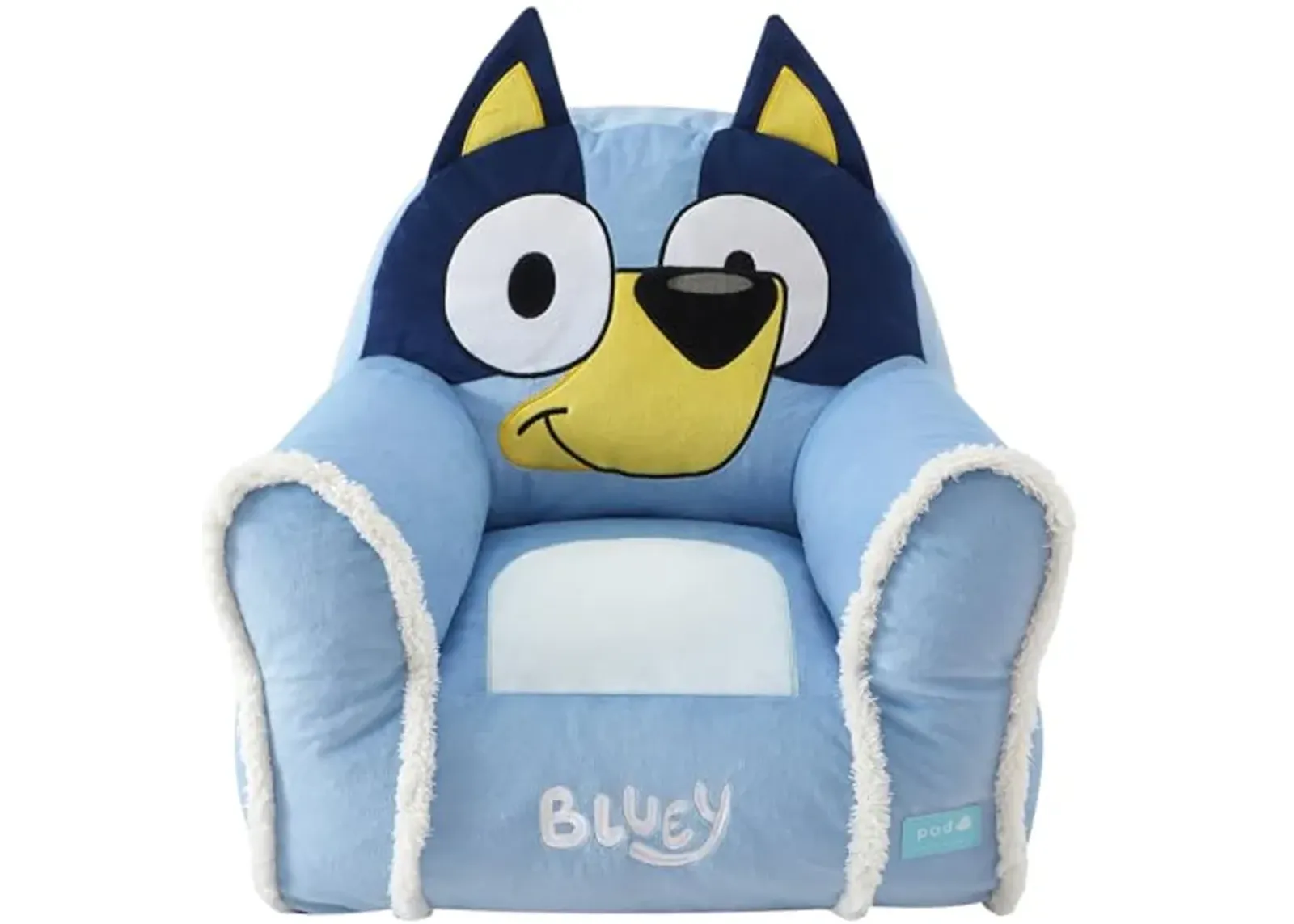 Idea Nuova Bluey Figural Soft and Comfortable Structured Bean Bag Sofa Chair for Kids with Armrests,Ages 3+