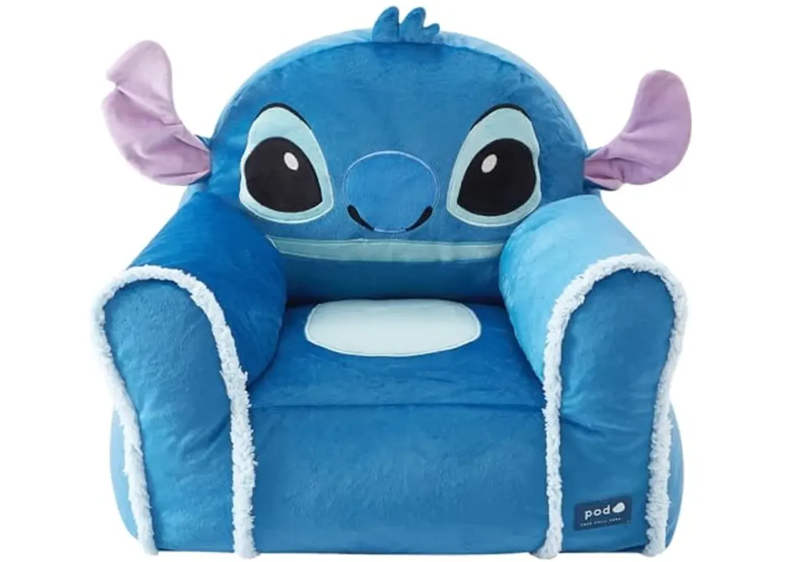 Idea Nuova Disney Stitch Figural Soft and Comfortable Structured Bean Bag Sofa Chair for Kids with Armrests,Ages 3+