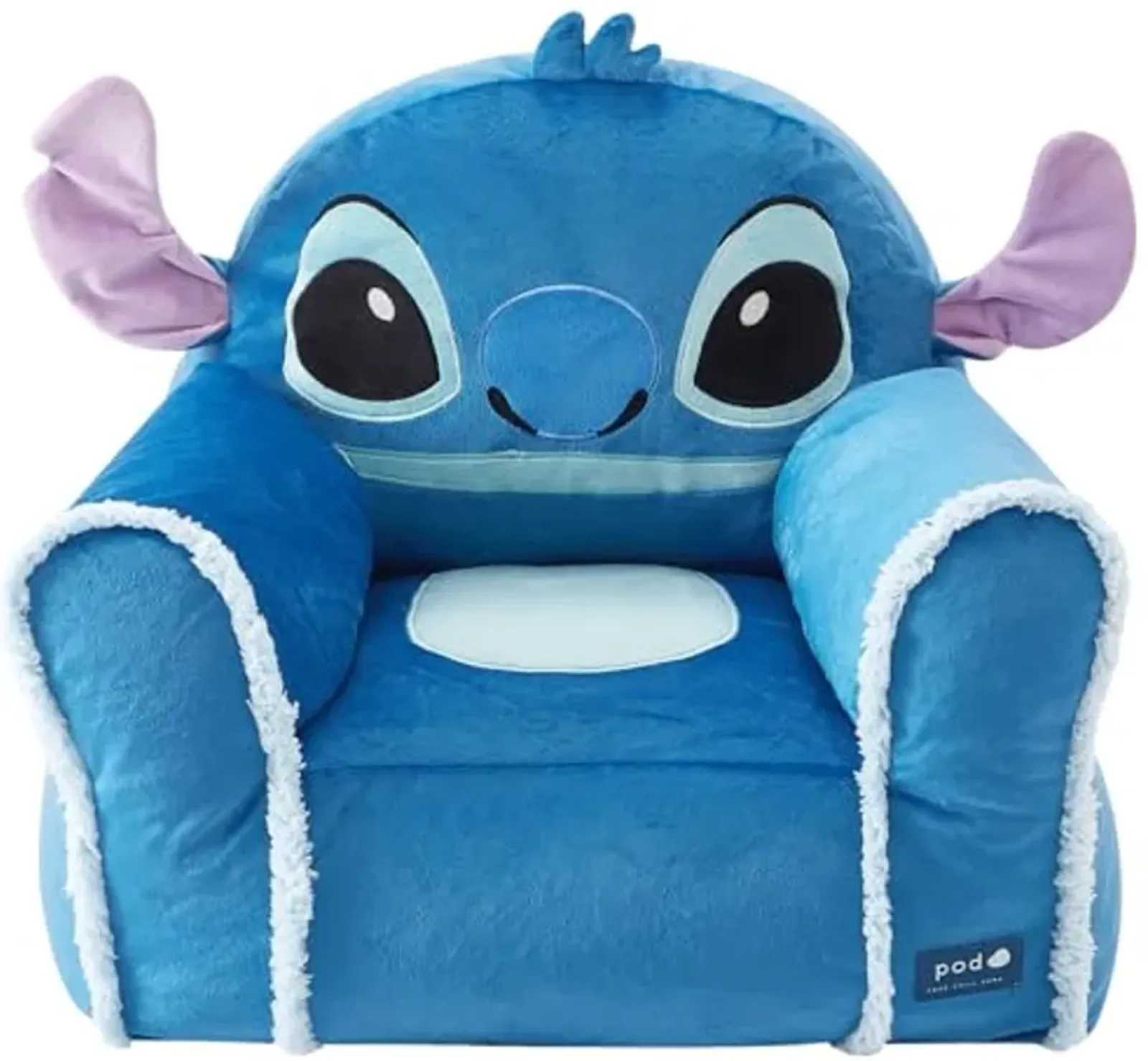 Idea Nuova Disney Stitch Figural Soft and Comfortable Structured Bean Bag Sofa Chair for Kids with Armrests,Ages 3+