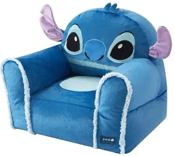 Disney Stitch Figural Bean Bag Sofa Chair with Armrests, Soft & Comfortable Kids Lounge Chair for Bedroom & Playroom, Ages 3+
