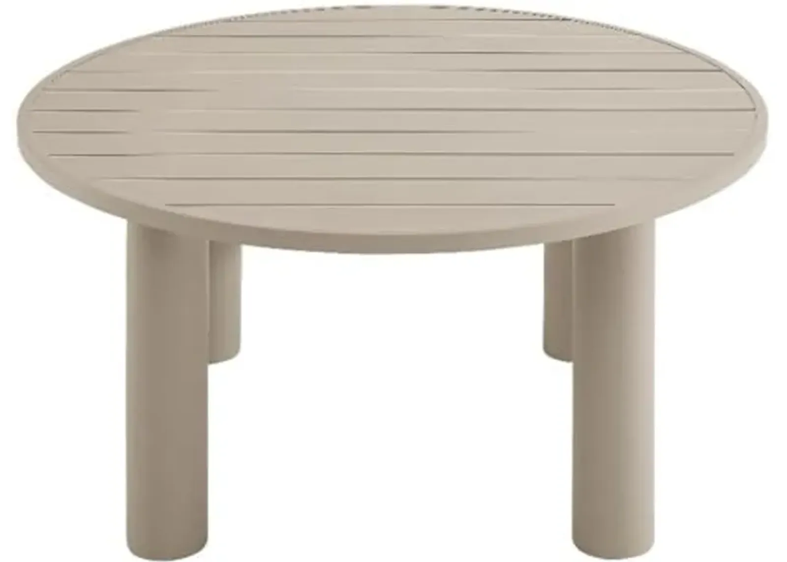 Modway Nautica 60 Inch Round Metal Outdoor Patio Dining Table in Taupe – Weather-Resistant Outdoor Dining Table for Patio, Balcony, and Garden – Modern Outdoor Dining Table for 4 People