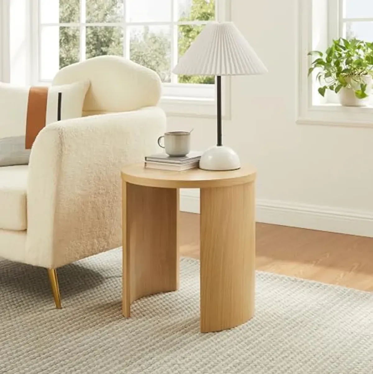 Modway Aspect Round Wood Side Table in Oak