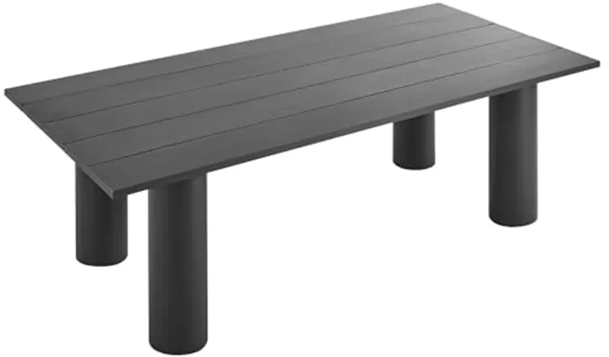 Modway Nautica 87 Inch Rectangle Metal Outdoor Patio Dining Table in Graphite