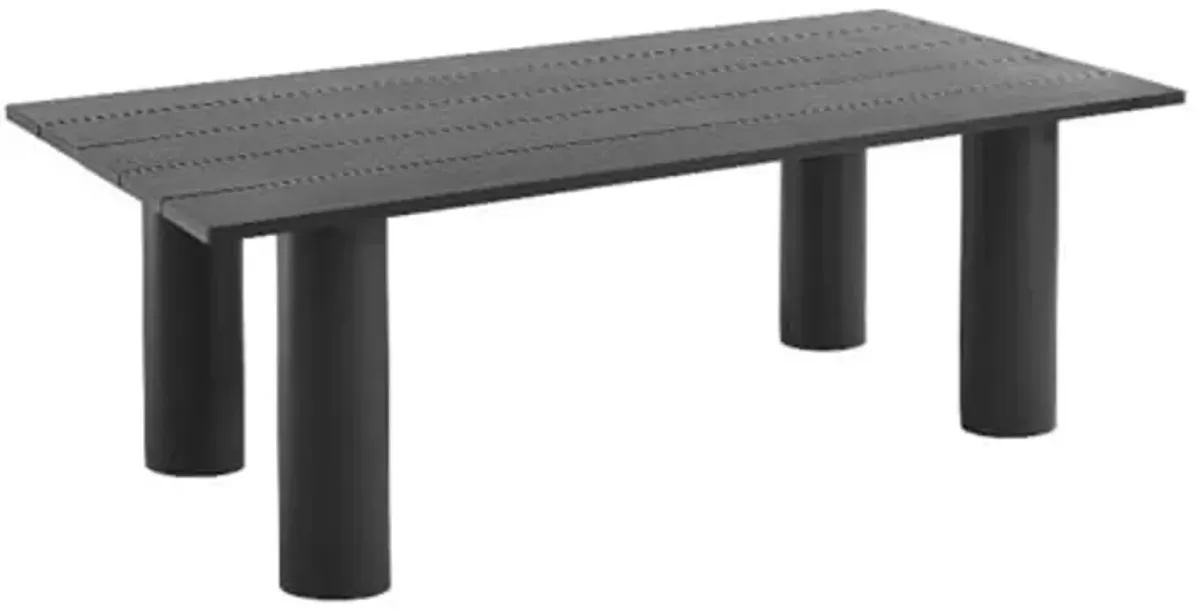 Modway Nautica 87 Inch Rectangle Metal Outdoor Patio Dining Table in Graphite