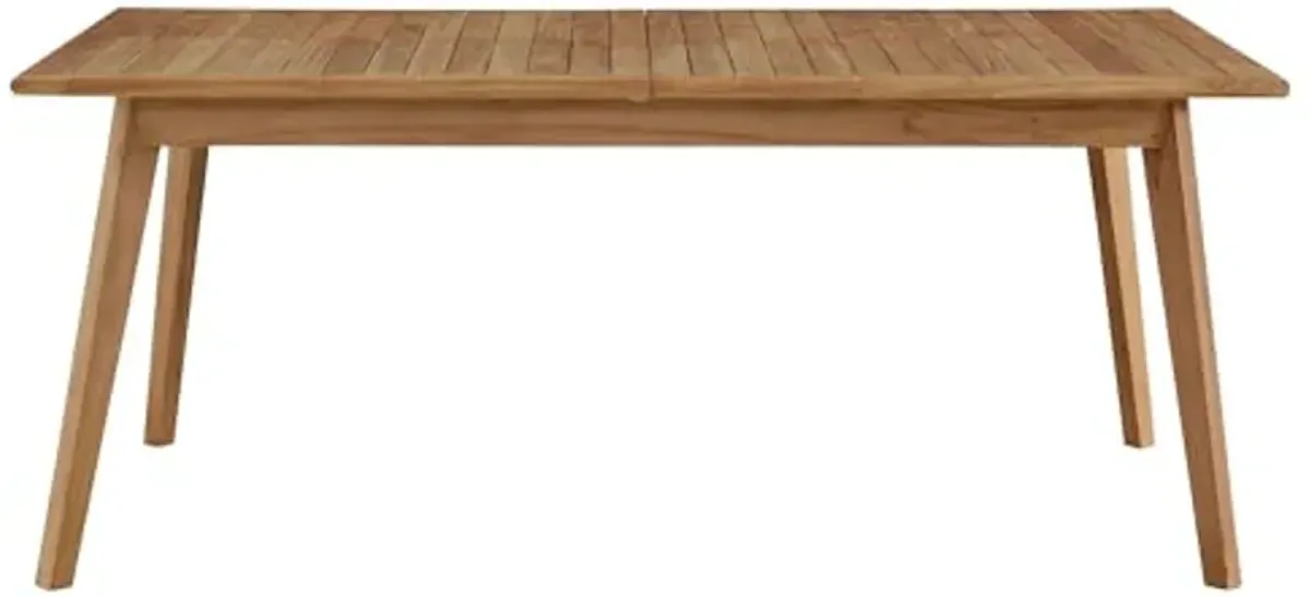 Modway Vienna Outdoor Patio Teak Wood Extendable Dining Table in Natural