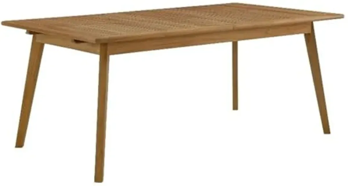 Modway Vienna Outdoor Patio Teak Wood Extendable Dining Table in Natural