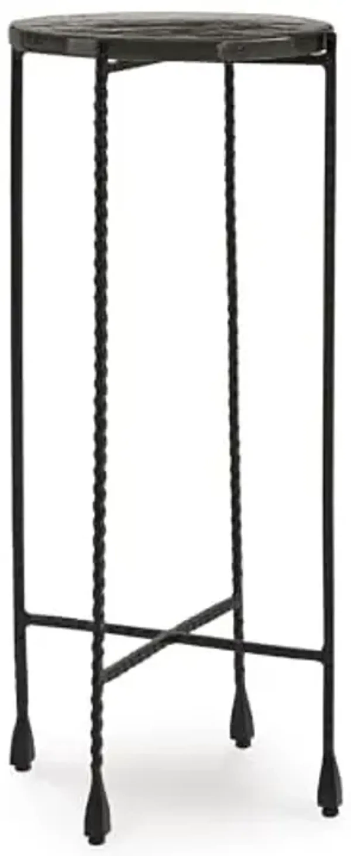 Signature Design by Ashley Newgoren Industrial Glass Tabletop Accent Table with Patterned Rod Legs, Black & Glass