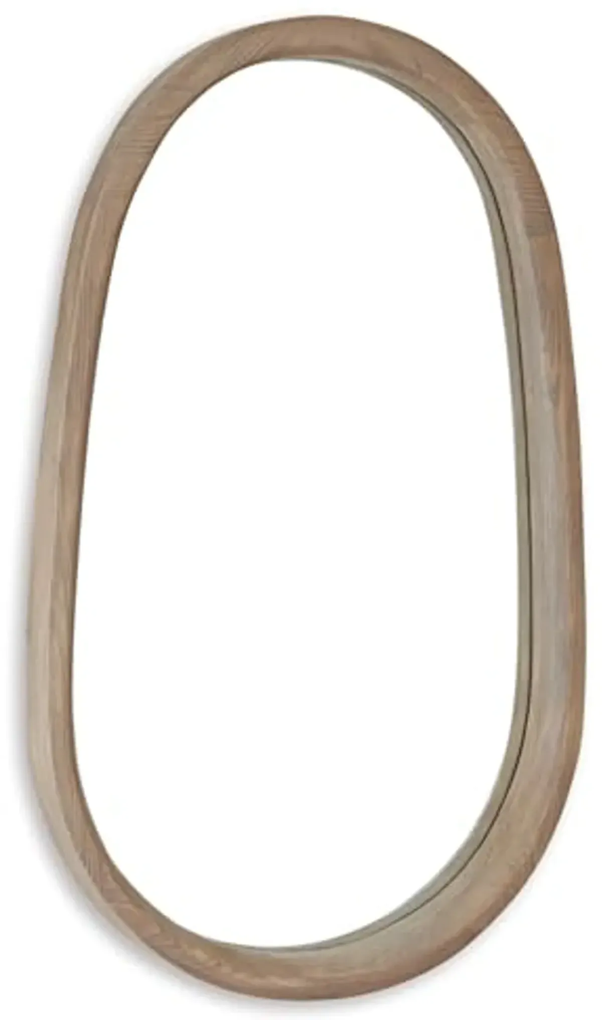 Signature Design by Ashley Aarilynn Casual Oval Wall Mounted Wood Frame Accent Mirror, 24 x 39 Inches for Living Room, Light Brown