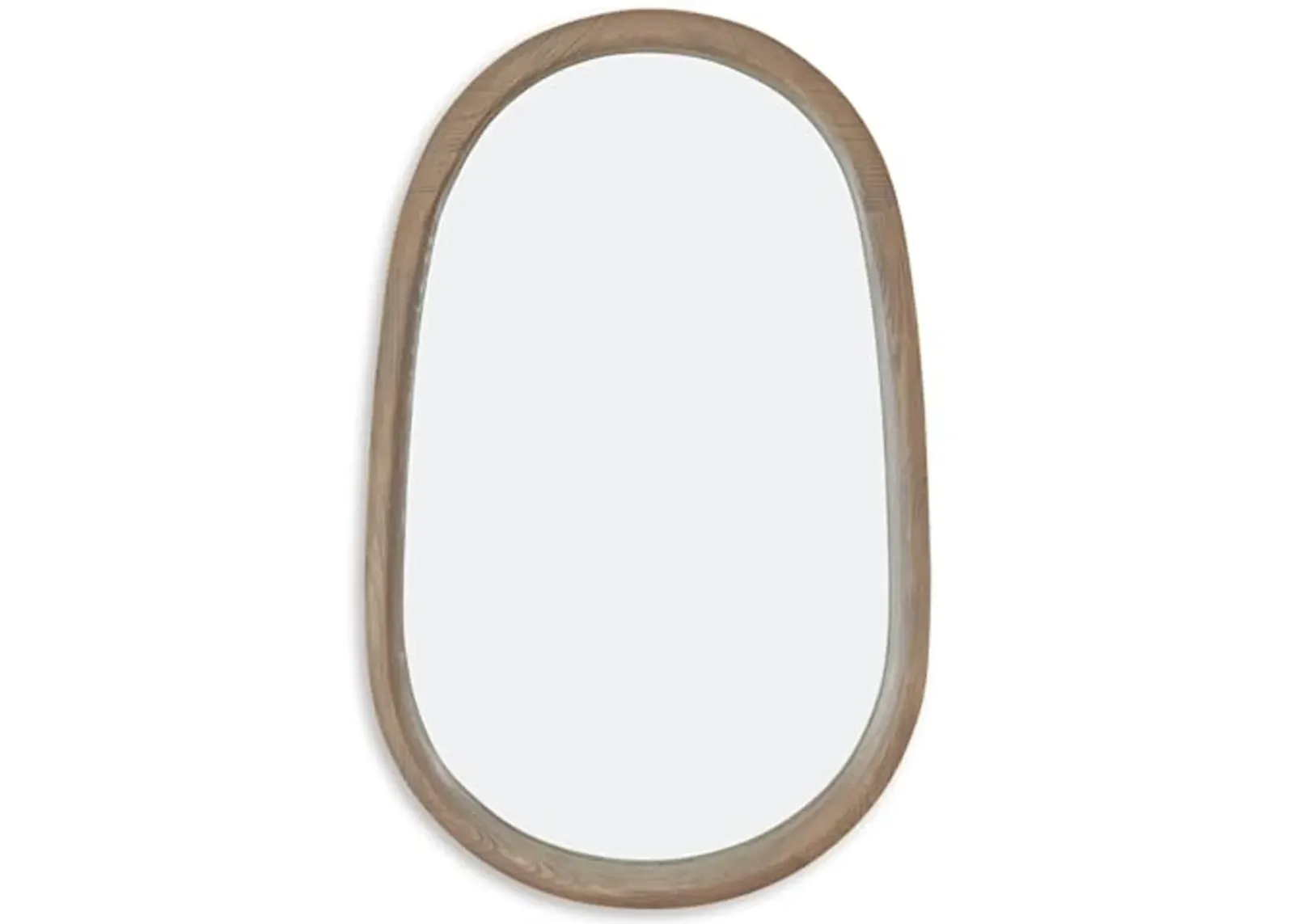 Signature Design by Ashley Aarilynn Casual Oval Wall Mounted Wood Frame Accent Mirror, 24 x 39 Inches for Living Room, Light Brown