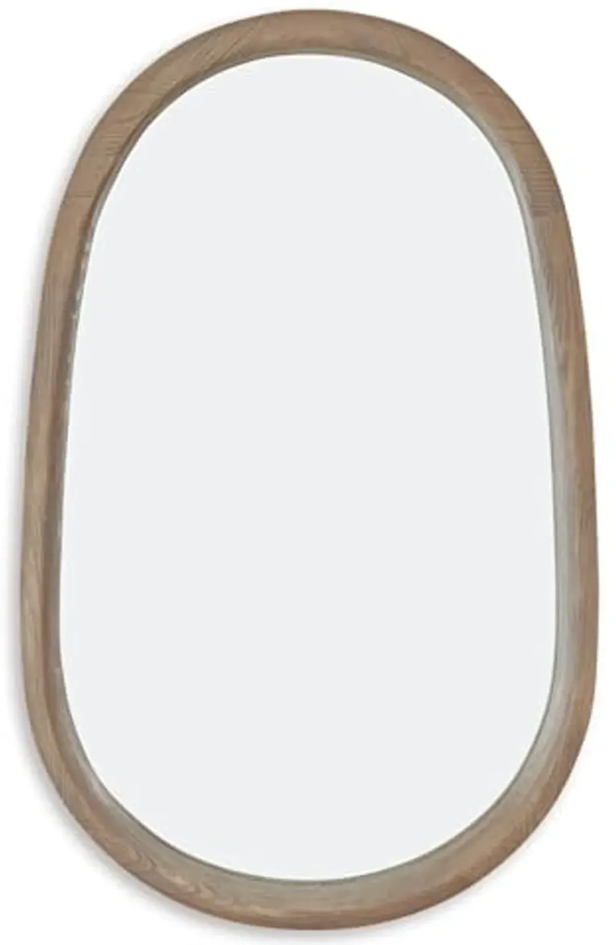 Signature Design by Ashley Aarilynn Casual Oval Wall Mounted Wood Frame Accent Mirror, 24 x 39 Inches for Living Room, Light Brown