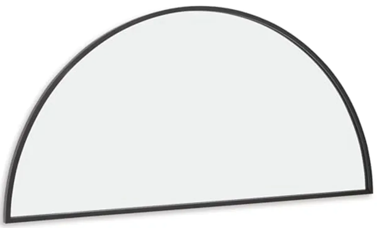 Signature Design by Ashley Denlow Contemporary Semicircular Wall Mounted Metal Frame Accent Mirror, 50 x 25 Inches for Living Room, Black