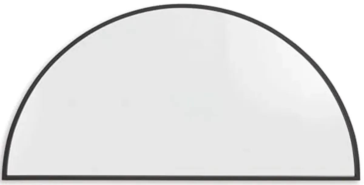 Signature Design by Ashley Denlow Contemporary Semicircular Wall Mounted Metal Frame Accent Mirror, 50 x 25 Inches for Living Room, Black