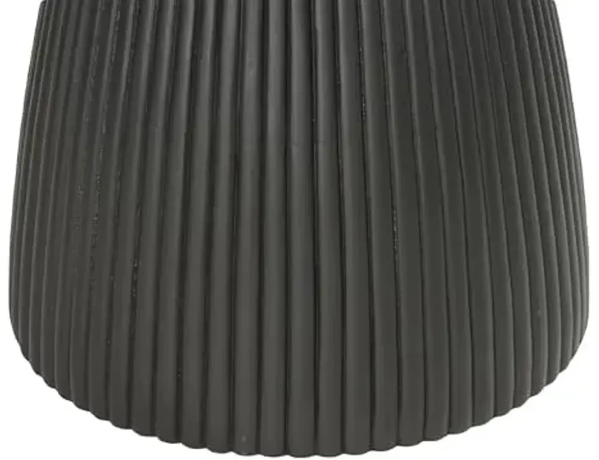 Christopher Knight Home Round Side Table, Outdoor Concrete End Table, Vertical Texture Accent Table, Decorative Side Table, Stylish End Table for Patio Balcony Beach Pool Side, Matte Black