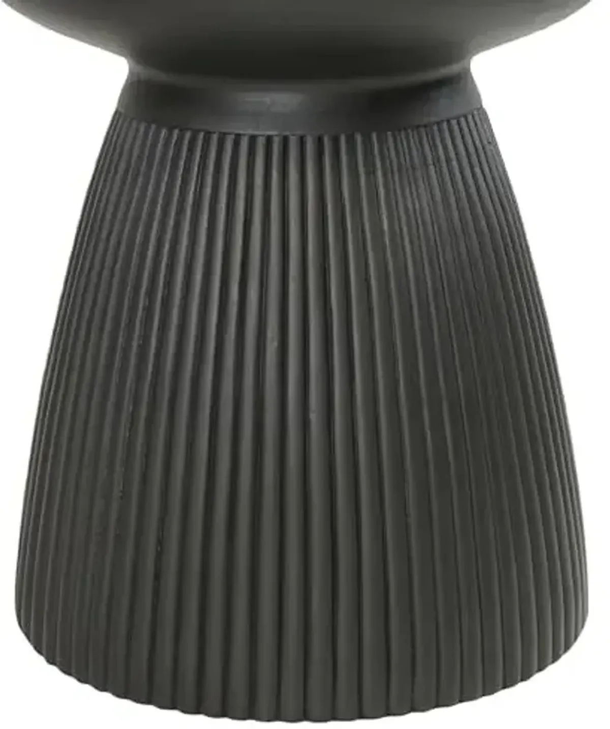 Christopher Knight Home Round Side Table, Outdoor Concrete End Table, Vertical Texture Accent Table, Decorative Side Table, Stylish End Table for Patio Balcony Beach Pool Side, Matte Black