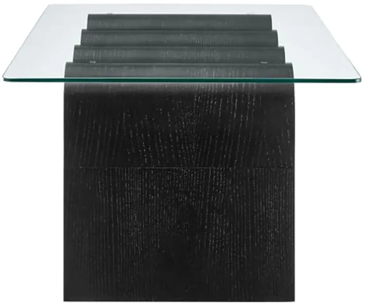 Modway Ondine Glass and Wood Coffee Table in Black