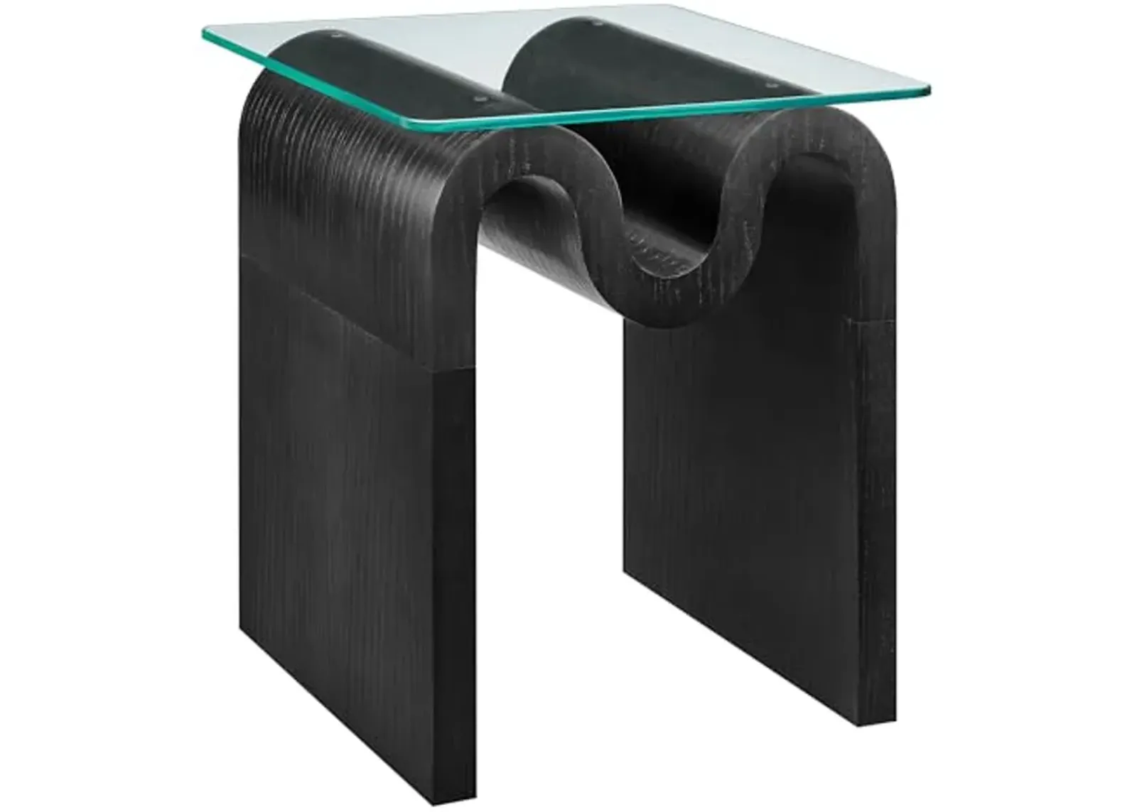 Modway Ondine Glass Top Side Table in Black