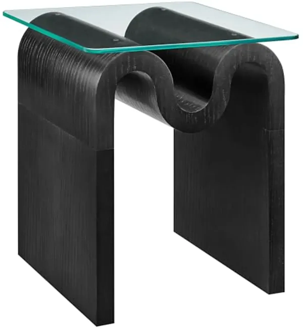 Modway Ondine Glass Top Side Table in Black