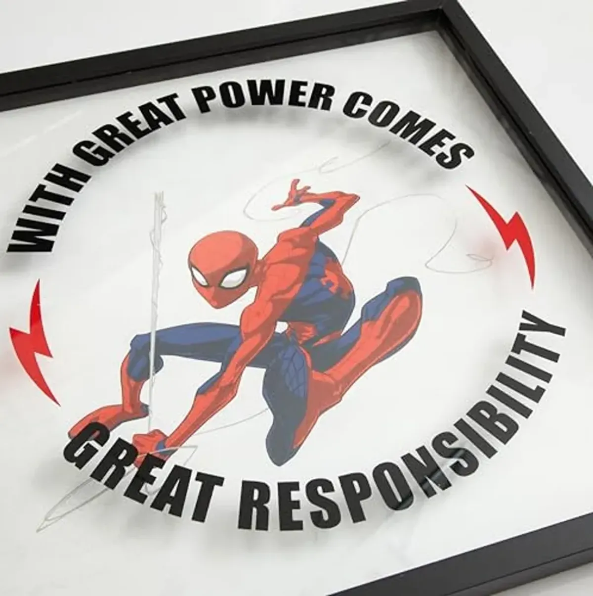 Idea Nuova Marvel Spiderman Childrens Dual Layer Wall Hanging Art Décor,MDF Frame, 16"x16"