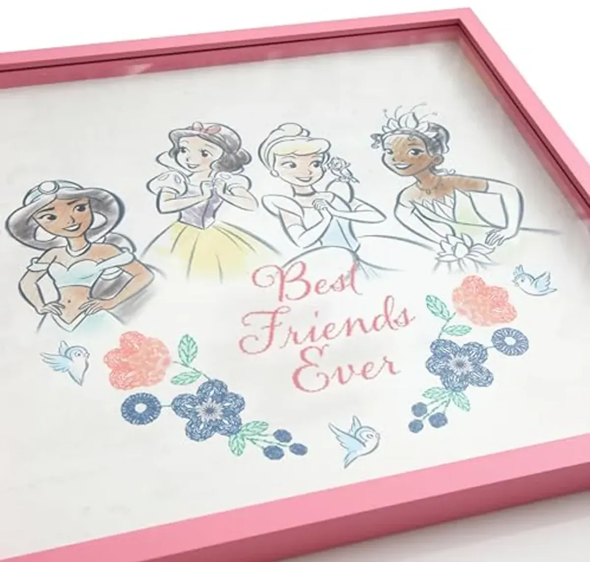 Idea Nuova Disney Princess Childrens Dual Layer Wall Hanging Art Décor, MDF Frame, 16"x16"